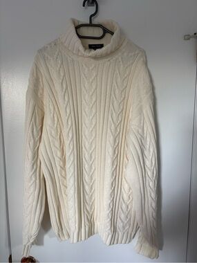 Nautica Cream Cable Turtleneck Sweater